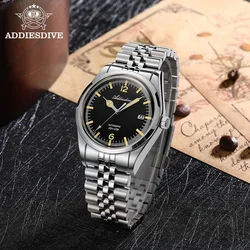 ADDIESDIVE 39mm Men Automatic Luxury Mechanical Watches Luminous 100m Dress Watch Stainless Steel Bubber Mirror Glass Wristwatch