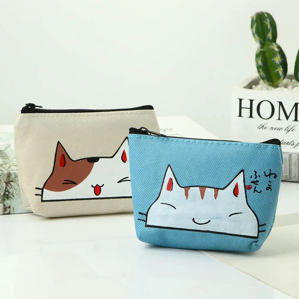 For Girls Sweet Storage Bag Multifunctional Cartoon Cat Print Small Coin Purse Women Wallets Korean Money Bag Card Holders