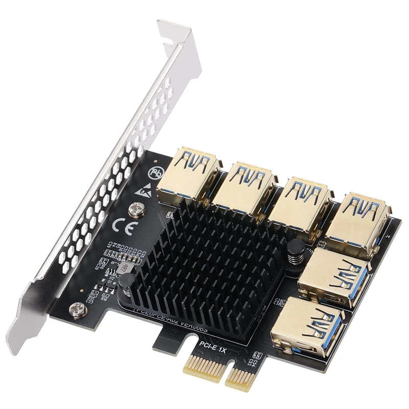 Tarjeta elevadora Pcie 1 a 6 PCI Express 16X, convertidor adaptador USB 3,0, tarjeta extensora divisor PCIE para minería de Bitcoin