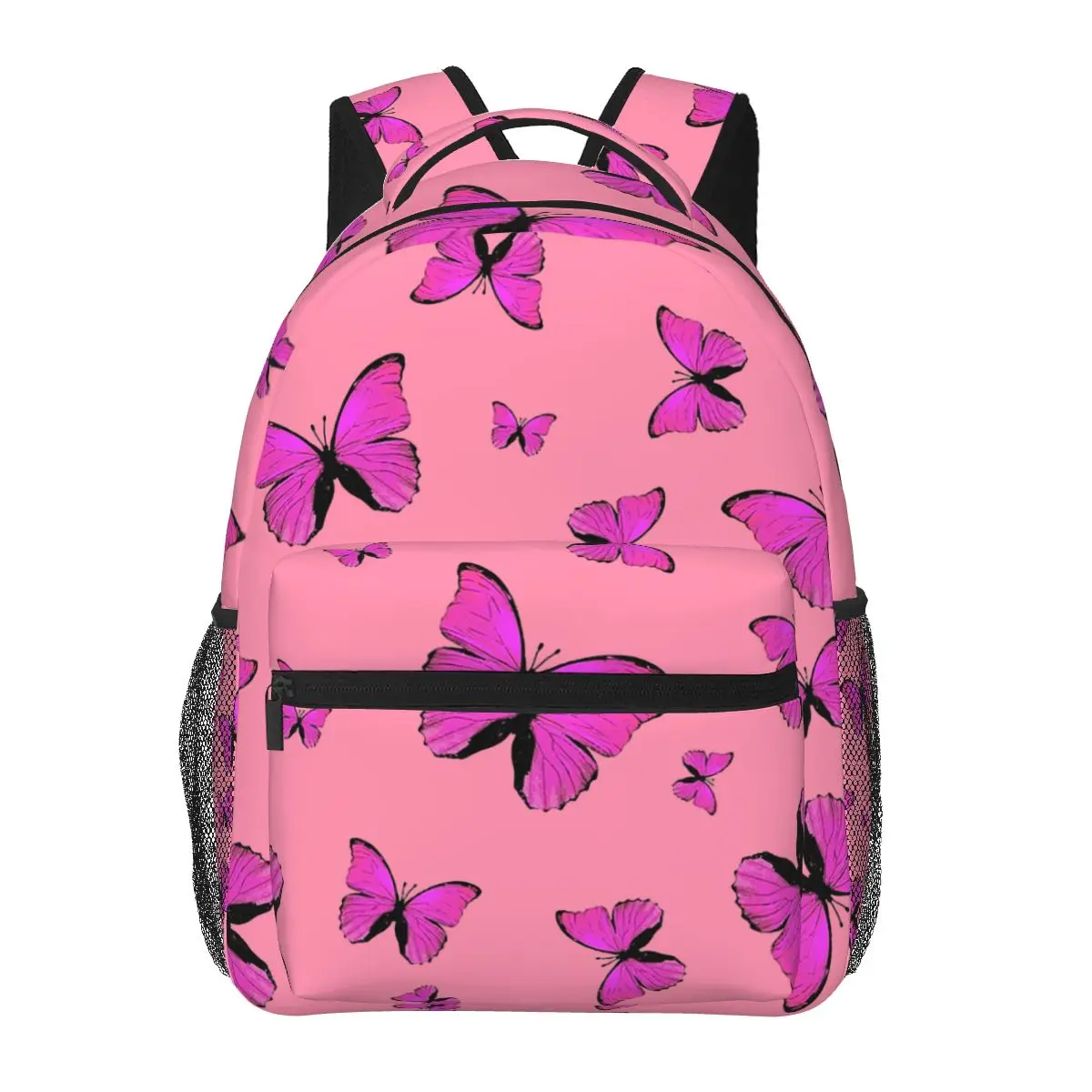 

Pink Butterflies Print Backpacks Boys Girls Bookbag Children School Bags Cartoon Laptop Rucksack Shoulder Bag Large Capacity