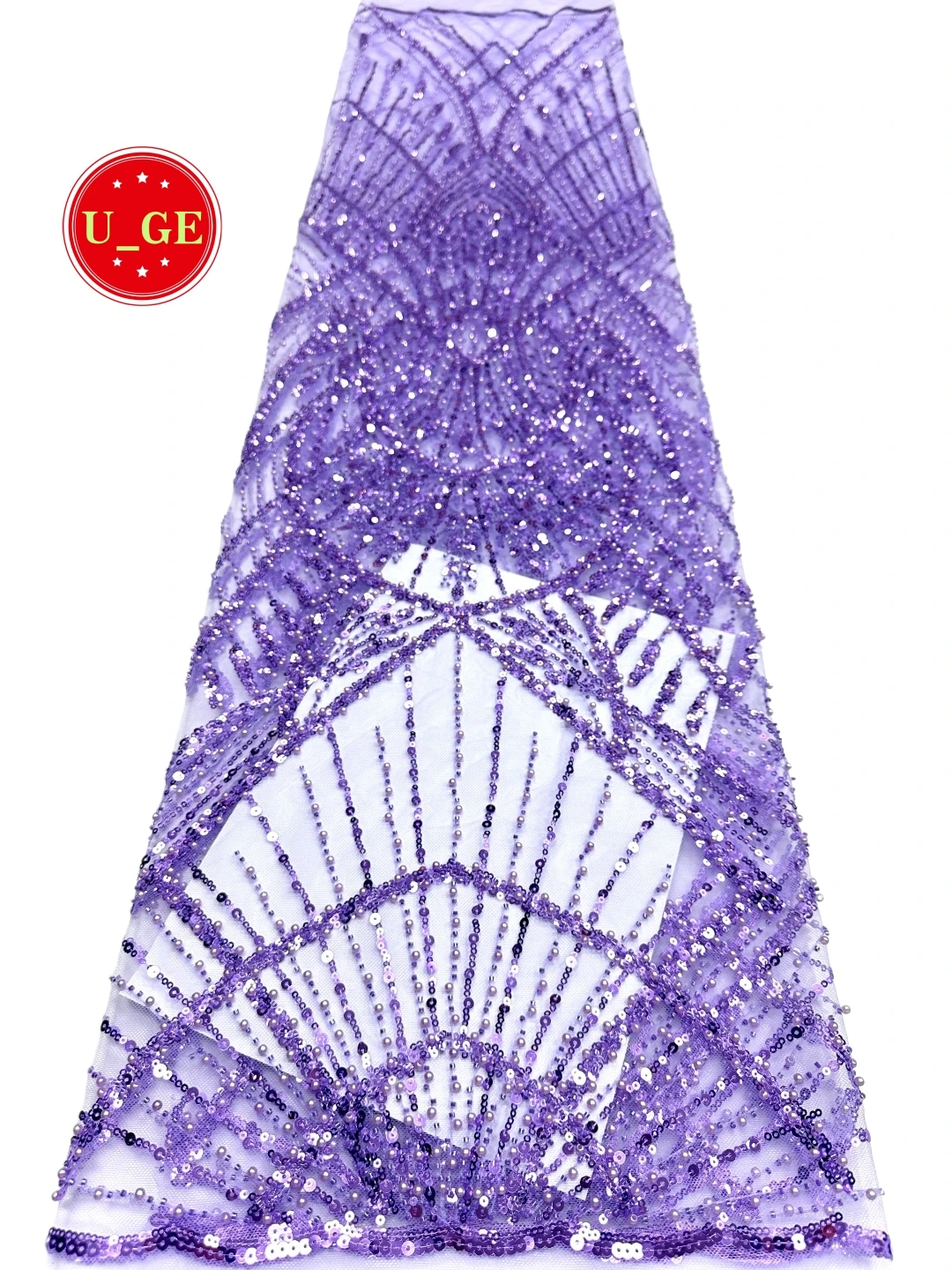 

2026Latest Austria Best Quality Elegant Soft Mesh Sequined lace with Beads Fabric For Wedding Evening Dress U_GE5369