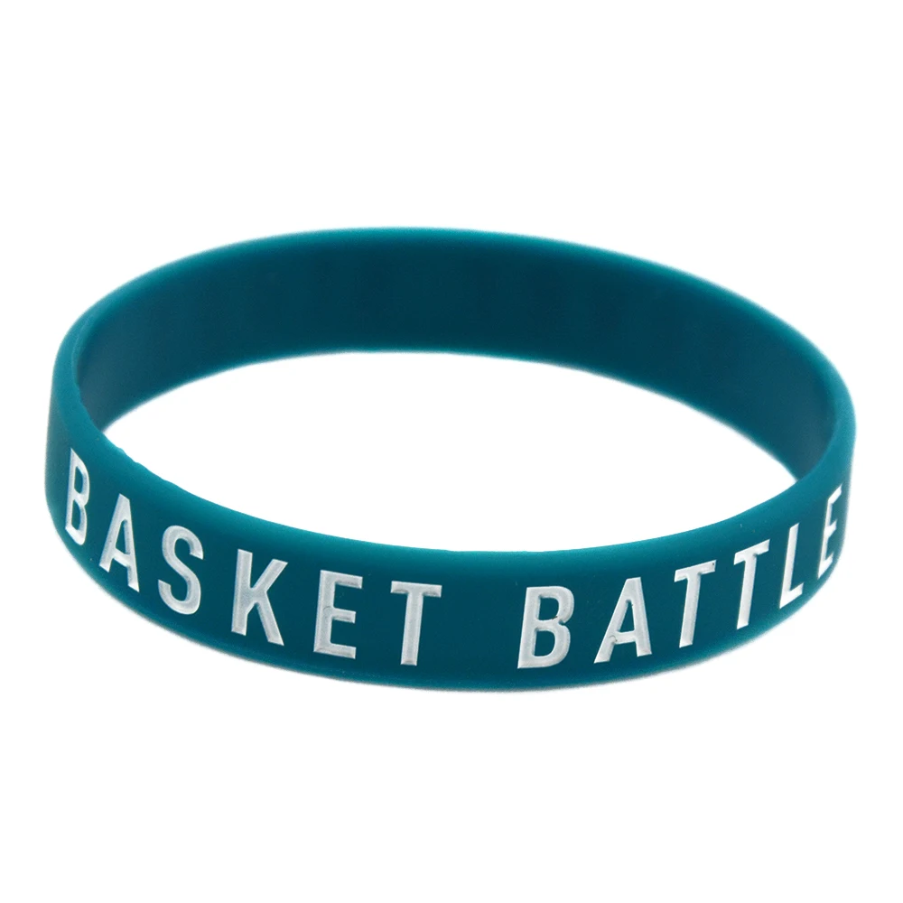 50 Pcs Basket Battle Never Stops Silicone Wristband Sport Bangle Friendship Gift Bracelet