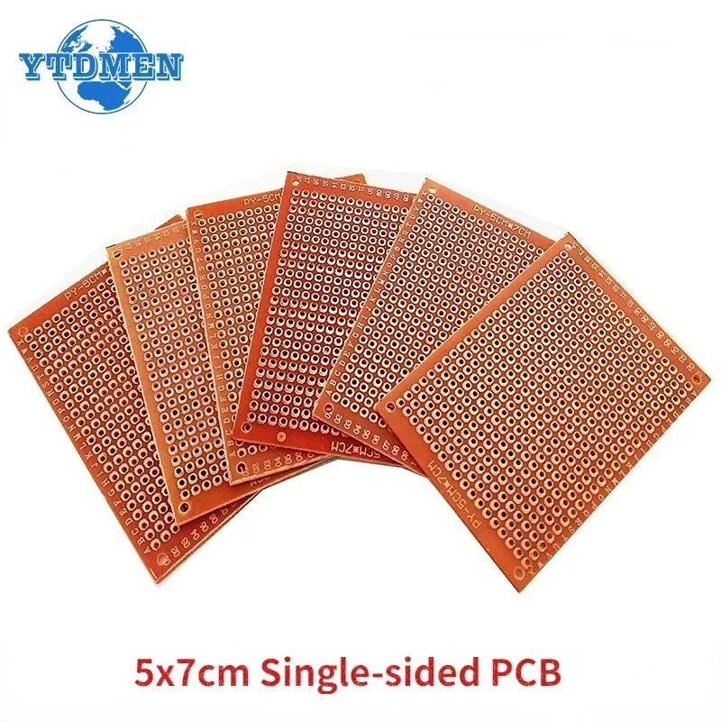 1/5/10pcs PCB 5*7cm Prototype PCB Universal Board Yellow Single-sided Protoboard DIY Electronic Kit