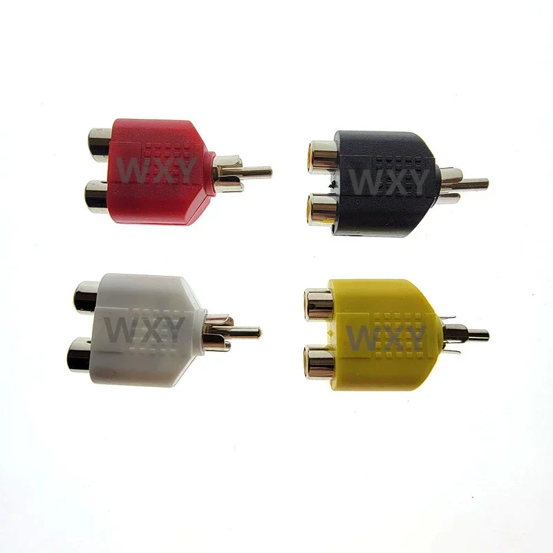 1 Male To 2 Female RCA Y Splitter AV Audio Video Plug Converter AV Jack RCA Plug To Double Adapter