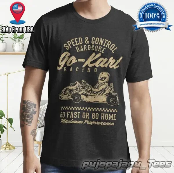 NEW Go Kart Racing Essential American Funny Logo Men TShirt Size S-5XL