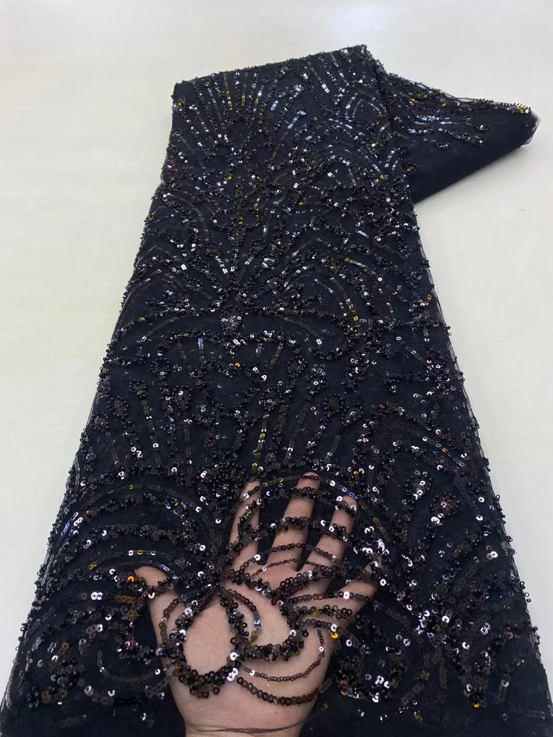 

Latest African Laces 2023 High Quality Beaded Mesh Fabric Fashionable Tulle Embroidery French Net Lace with Sequins AXZ55331