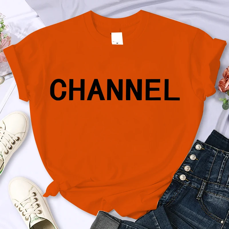 Women's Casual Elegant Fashion CHANNEL Graphic T-shirt - Crew Neck Short Sleeve Top