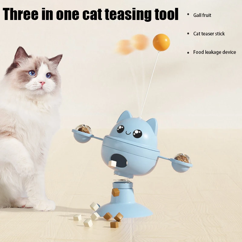 Creative Cute Cat Turntable Toy Self-Hi Relieving Stuffy Tumbler Funny Cat Stick Leaking Food Rotating Pet Toy Pet Supplies