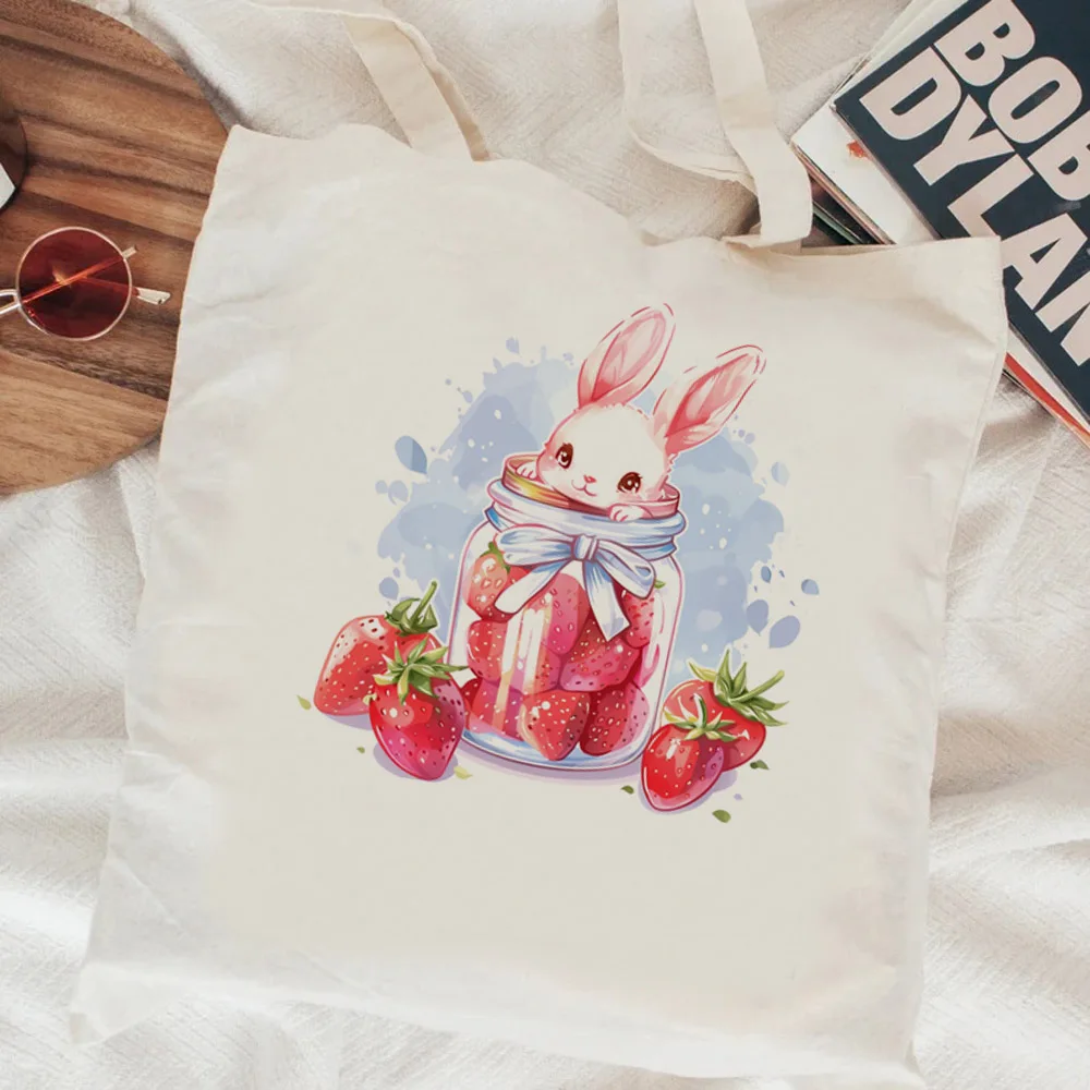 Strawberry shopping bag eco recycle bag shopping handbag shopper canvas bag string fabric grab