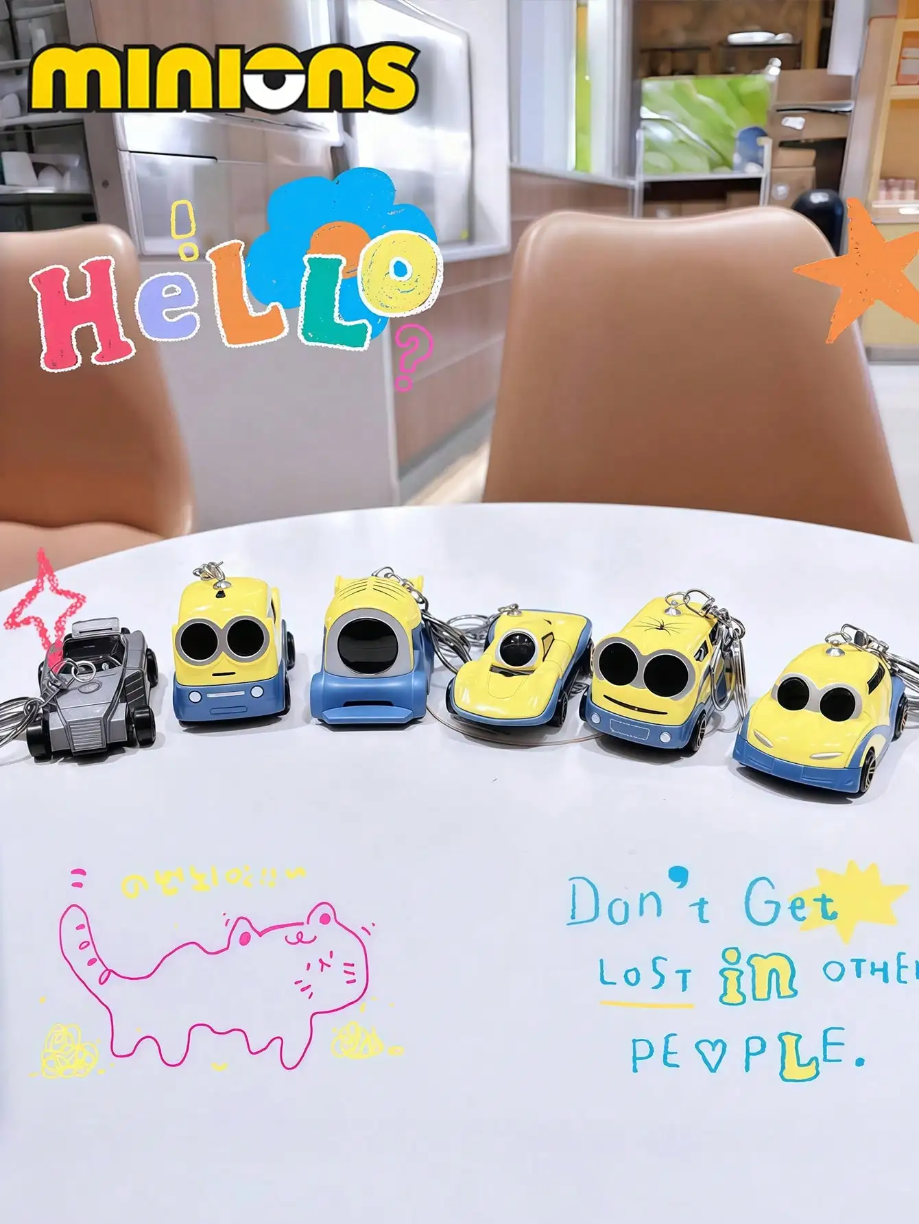 1 قطعة MINMINo Minions جديد إبداعي ولطيف حقير لي التوابع سيارة صغيرة المفاتيح الكرتون هدية مخلب آلة المدرسية قلادة ، t