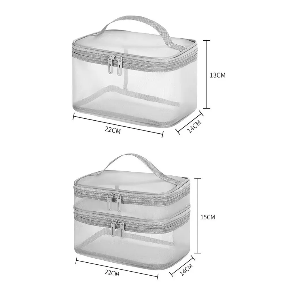 Fashion Handbag Travel Wash Bag Mesh Large Capacity Korean Storage Bag Women Cosmetic Bag Toiletry Bag Zipper Makeup Bag