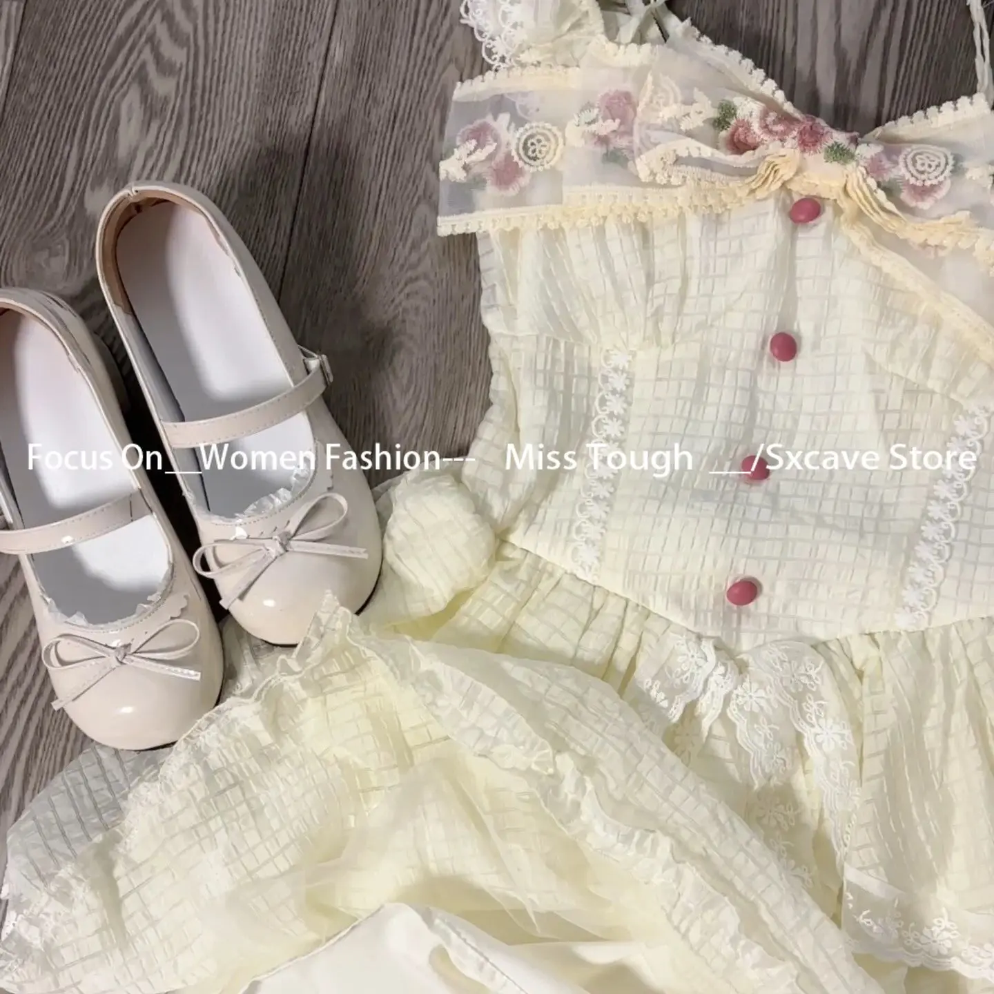 Summer Japanese Kawaii Sleeveless Dress Women Casual Y2k Clothing 2000s American Vintage Lace Mini Dress Outwear Korean Fashion