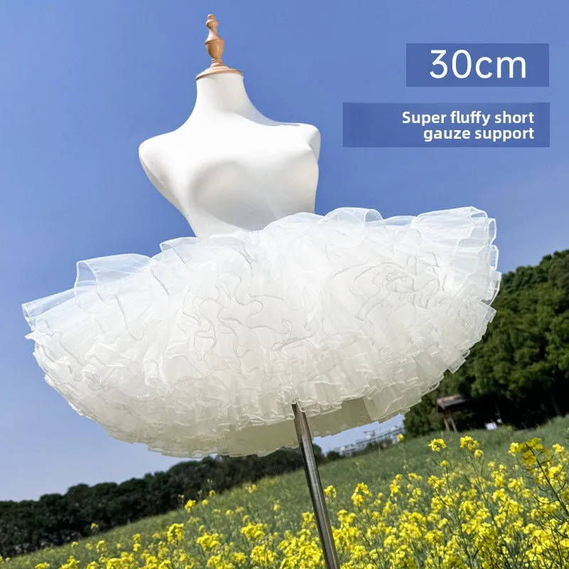 Vintage Lolita Crinoline Petticoat, Super Stuffed 4-layer Organza Tutu Slip for Wedding Dress & Gothic Underskirt black white