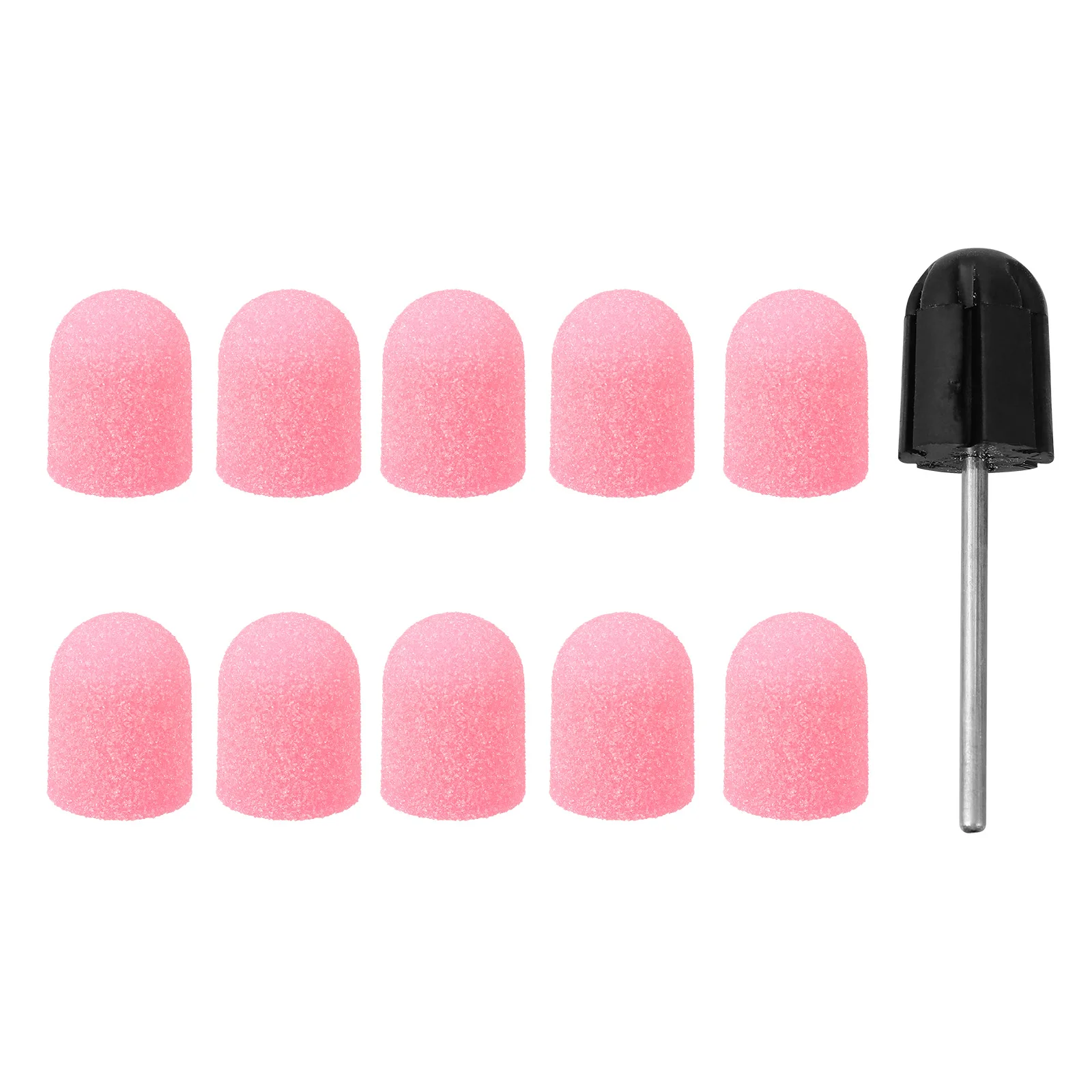 

10 Pcs Manicure Grinding Head Nail Sand Cap Polisher Sanding Plastic Drill Bit Polishing