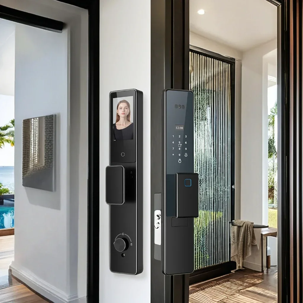 005TTLOCK APP Alexa Smart Door Lock Face Recognition Camera Automatic Aluminum Door Tuya Lock Cloud Data Storage WiFi Connectivi