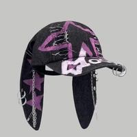 Celebrity-Inspired Niche Rabbit Ear Denim Ripped Baseball Cap Washed Graffiti Hip-Hop Sun Hat Trendy Cap - Image 3