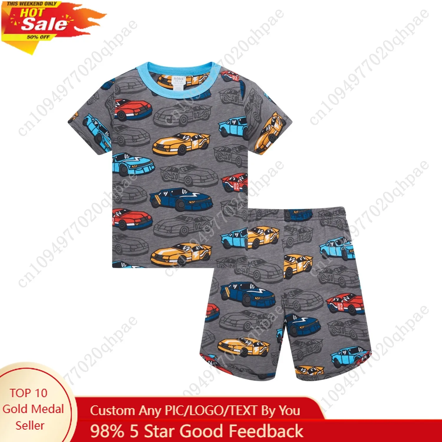 

Summer Car Full Print Pajamas Set for Boys Short Sleeve Shorts 100% Cotton Soft Breathable Pjs Kids Sleepwear Age 1-8 Years 2PC