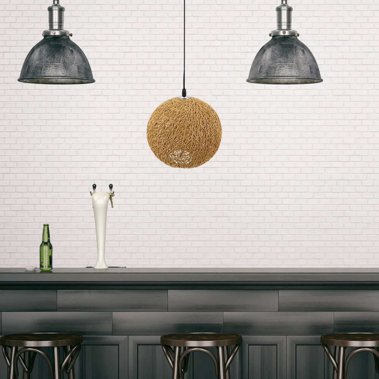 1Pcs Rattan Woven Chandelier Lampshade Ceiling Light Cover Natural Material Warm Ambience Rustic Decor for Kitchen Hallway