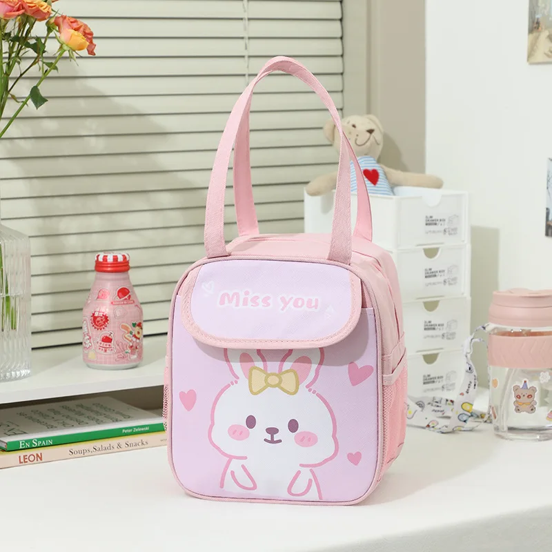 Simpatico gatto viola Borsa per il pranzo Scatola per il pranzo Studente Kawaii Borsa termica isolata Borsa termica Borsa Bento Pouch Contenitore