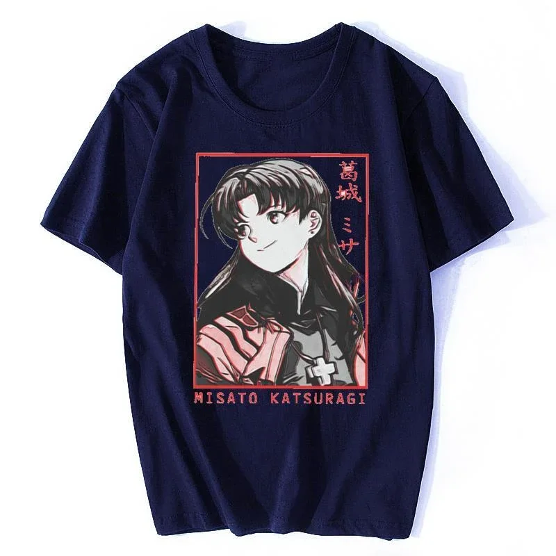 Misato Katsuragi Couples Punk Unisex T shirt Anime Men Cotton T-shirt Hip Hop Streetwear Short Sleeve heavyweight New Arrival