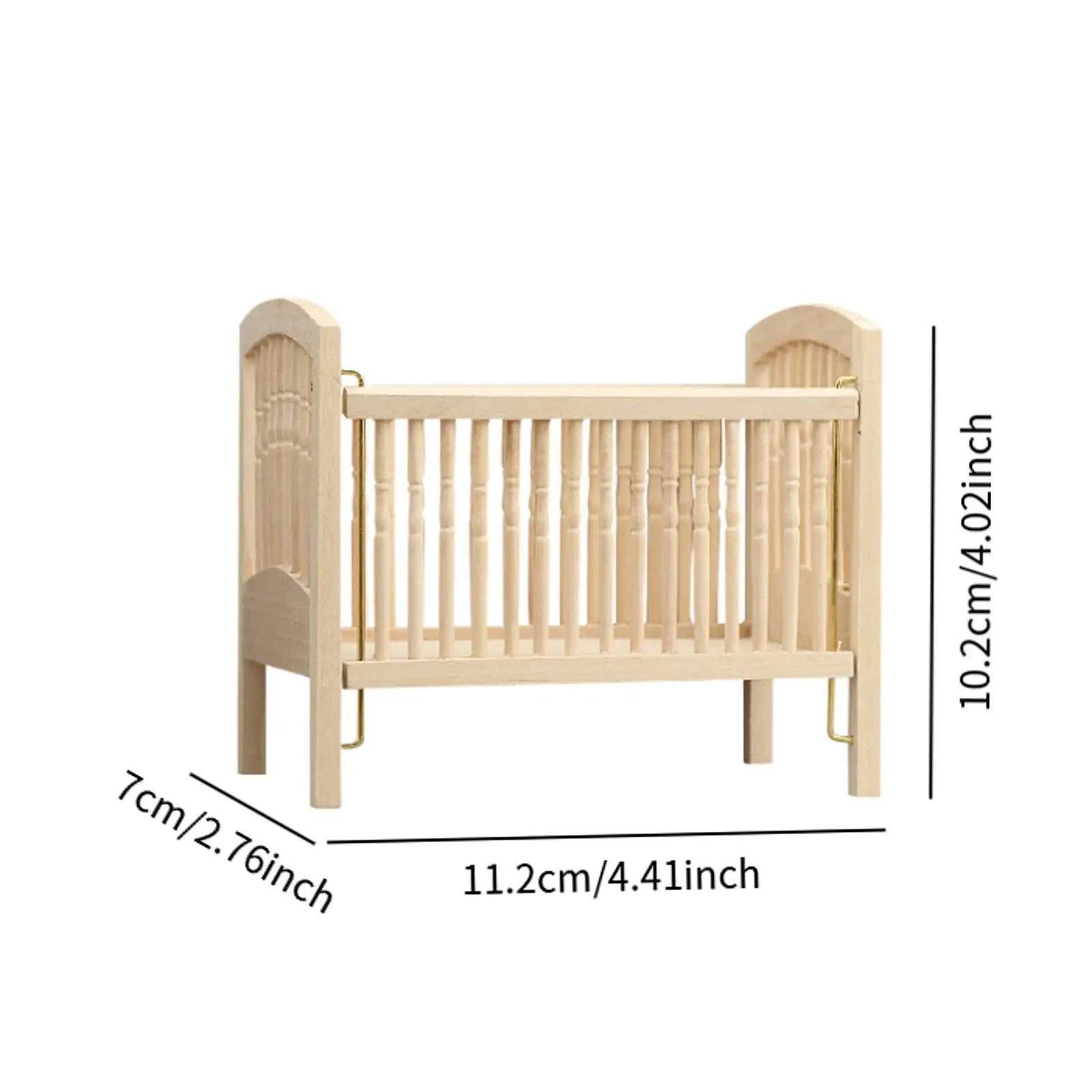 1/12 Baby Doll Cradle Wooden Baby Doll Crib for Dolls Girls Dollhouse Room