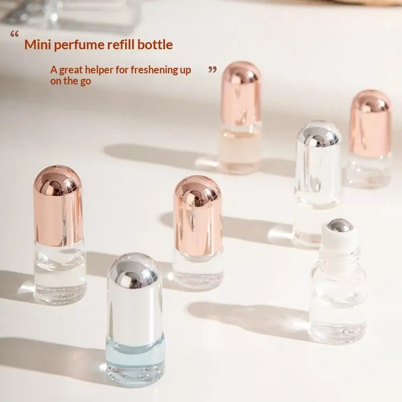 3Pcs 1ml 2ml 3ml 5ml Mini Roller Ball Perfume Bottles Refillable Portable Essential Oil Container Travel Fragrance Sample Vials