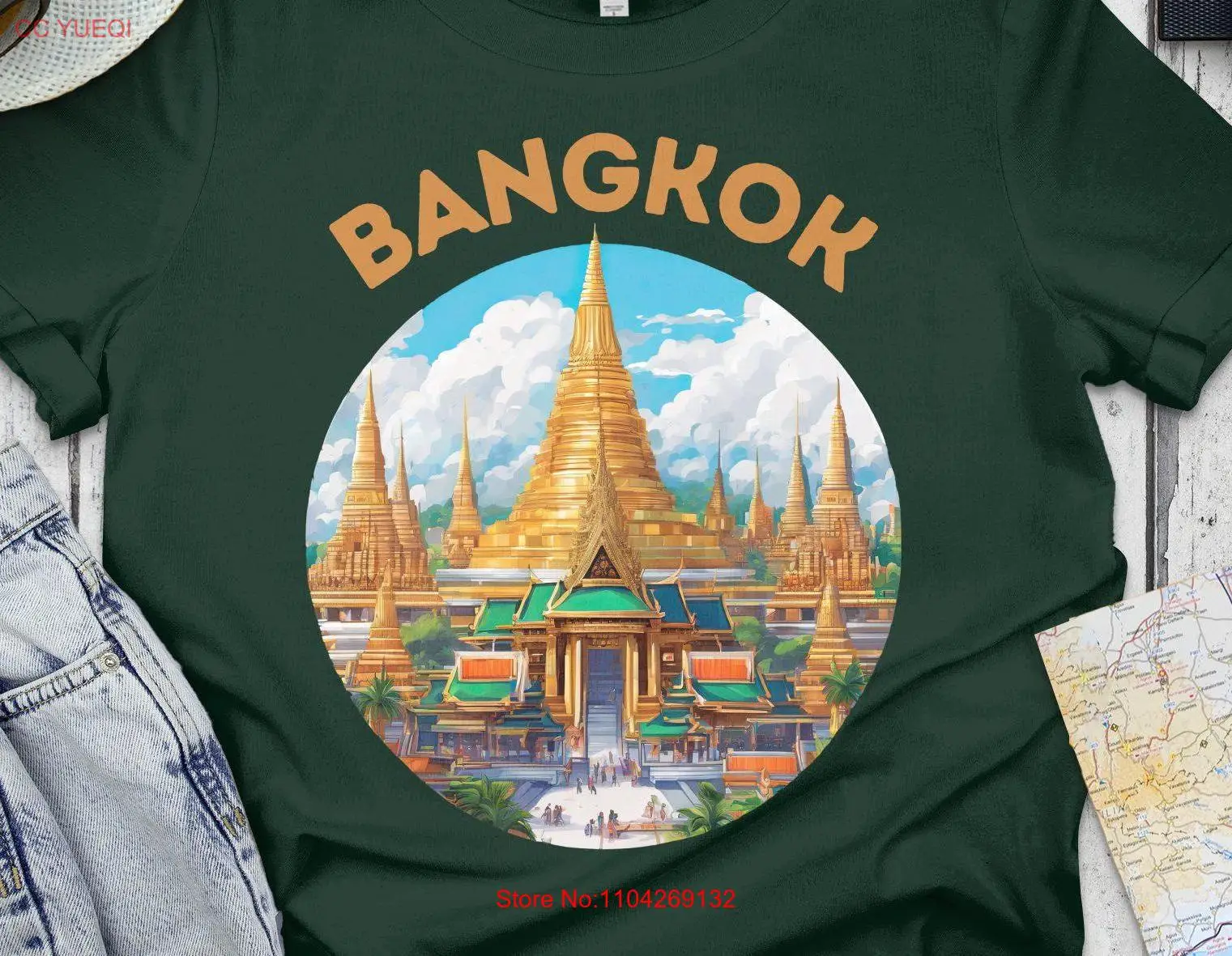 Bangkok Thailand Temple T Shirt Colorful Landmark Thai Cultural long or short sleeves