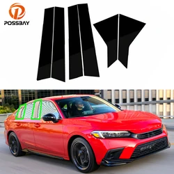 For Honda Civic Sedan 2022 2023 Car Window Polished Pillar Posts Door Trim Decal Cover BC Column Sticker Accessories シビック