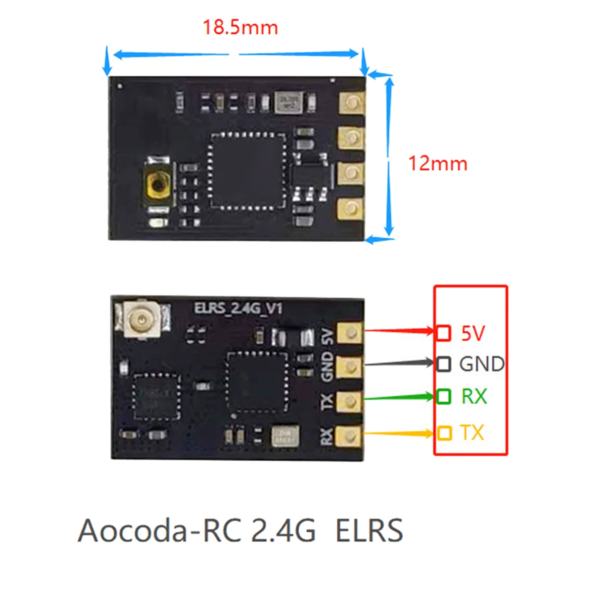 AT-For Aocoda ELRS 2.4GHz Receiver 500MW 20DBm Remote Control Model UAV Receiver for FPV RC Drone