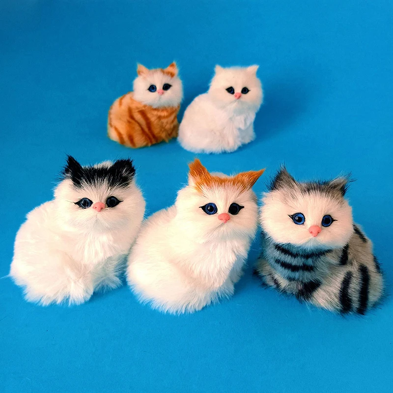 10cm Cute Simulation Cat Plush Toy Soft Stuffed Kitten Model Fake Cat Realist Animals For Kids Birthday Valentine\'s Day Gift New