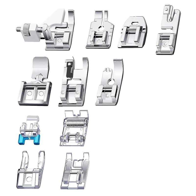 11Pcs Presser Foot Set, Zig Zag, Straight Stitch-Foot, Roller Foot, Snap On Sewing Machine Foot Presser Feet Set-A22G