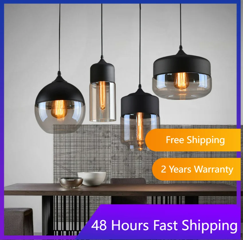 Vintage Glass Pendant Lights for Kitchen Cafe Restaurant Bar Bedroom Hanging Lamp Loft Decoration Indoor Ceiling Chandeliers