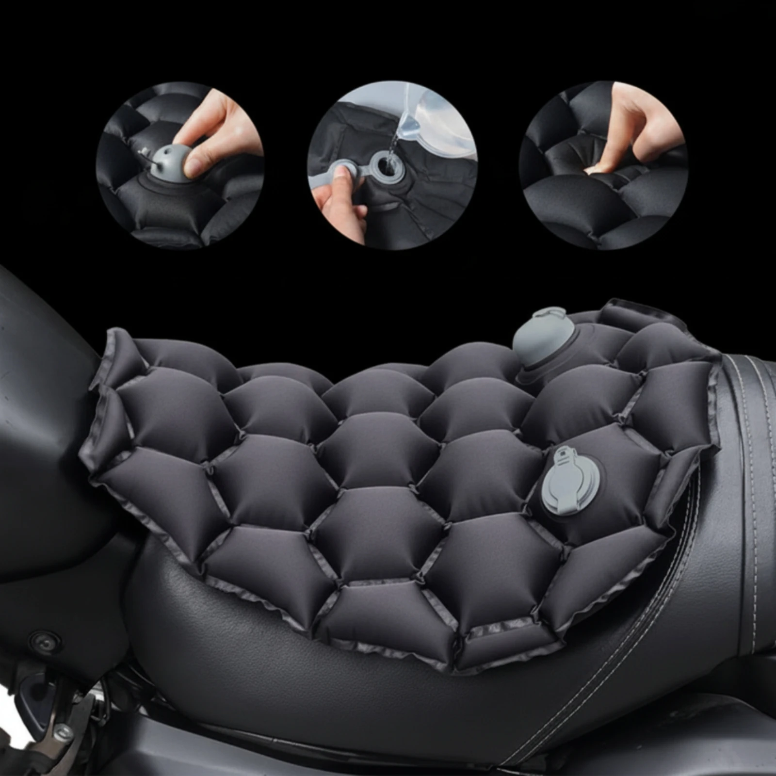 Motorcycle Seat Cushion Inflatable Motorcycle Air-Filled Pad Air Circulation Comfortable for Motorcyclists, Long-Distance Riding