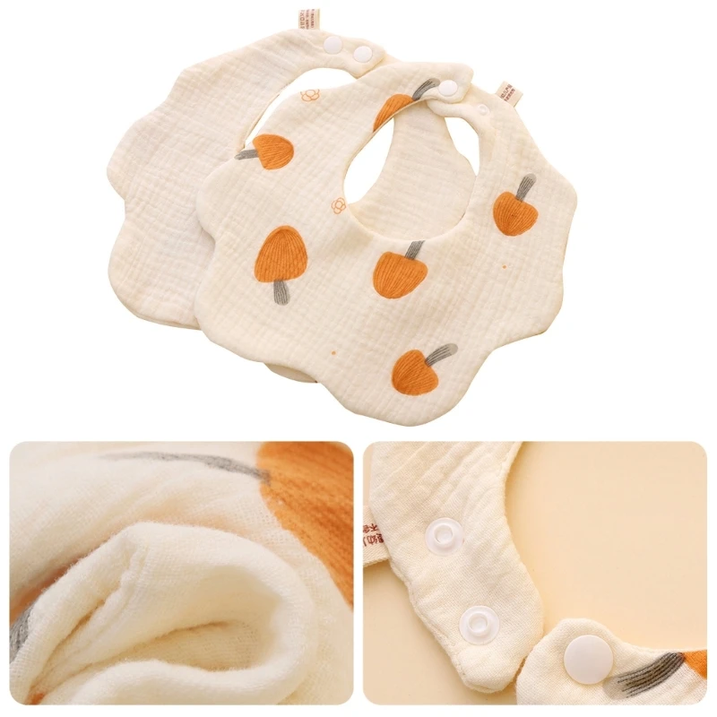 Breathable Cotton Bib Newborn Neck Towel High Absorb Teething Bib 360°Round Bib