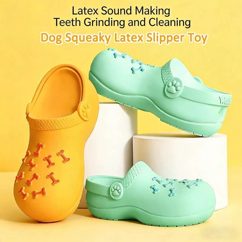 

Durable Rubber Slippers-Shaped Chew Toy Teeth Cleaning Training Indoor Outdoor Play for Small Medium Large Dogs Pet Supplies