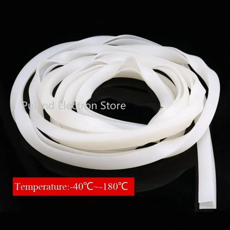 Borracha de silicone U-Shape Weatherstrip, tira macia, junta sólida, janela branca, porta do carro, chuveiro, borda de vidro sem moldura, 1 m, 3m