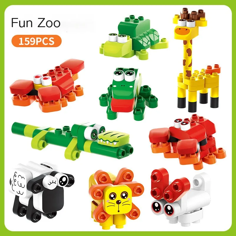 Grandes blocos de construção girafa sapo animal mármore corrida tijolos conjunto compatível montagem brinquedos educativos menino menina presente