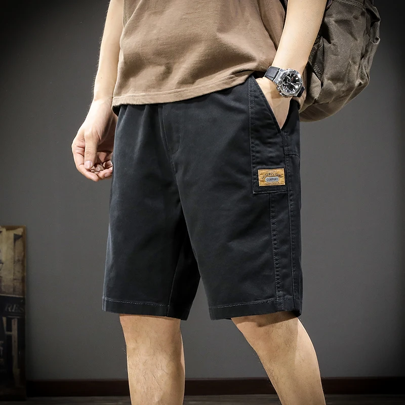 

Summer all new fashion brand cotton men's cargo shorts loose large size straight leg five quarter pants American casual pants