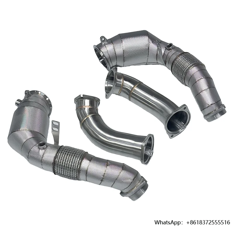 

da3" High Flow Sport Car Straight Downpipe Stainless Steel Heat Shield Exhaust Pipe Header for X5M X6M F95 F96 S68 4.4T