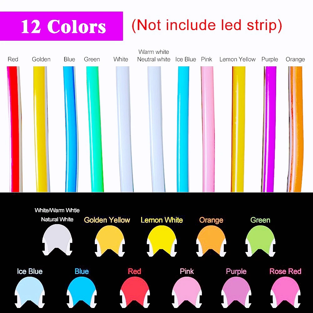 6-8mm Flexible Bendable Separable Silicone Neon IP67 Waterproof S Shape Strip LightDC12V 2835SMD 120Leds 1m-10m 12Colors DIY