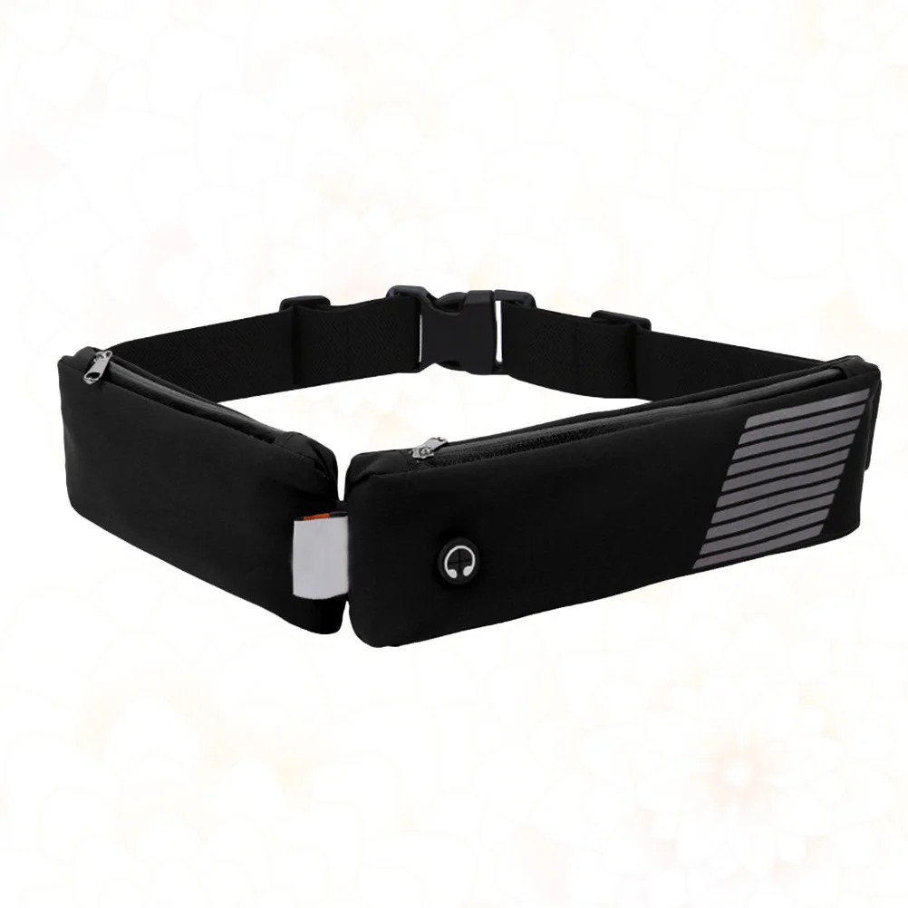 Outdoor Sports Waist Pouch Black Average Size Waterproof Running Belt Double Pocket Sweatproof Pocket Belt for Jogging Cycling