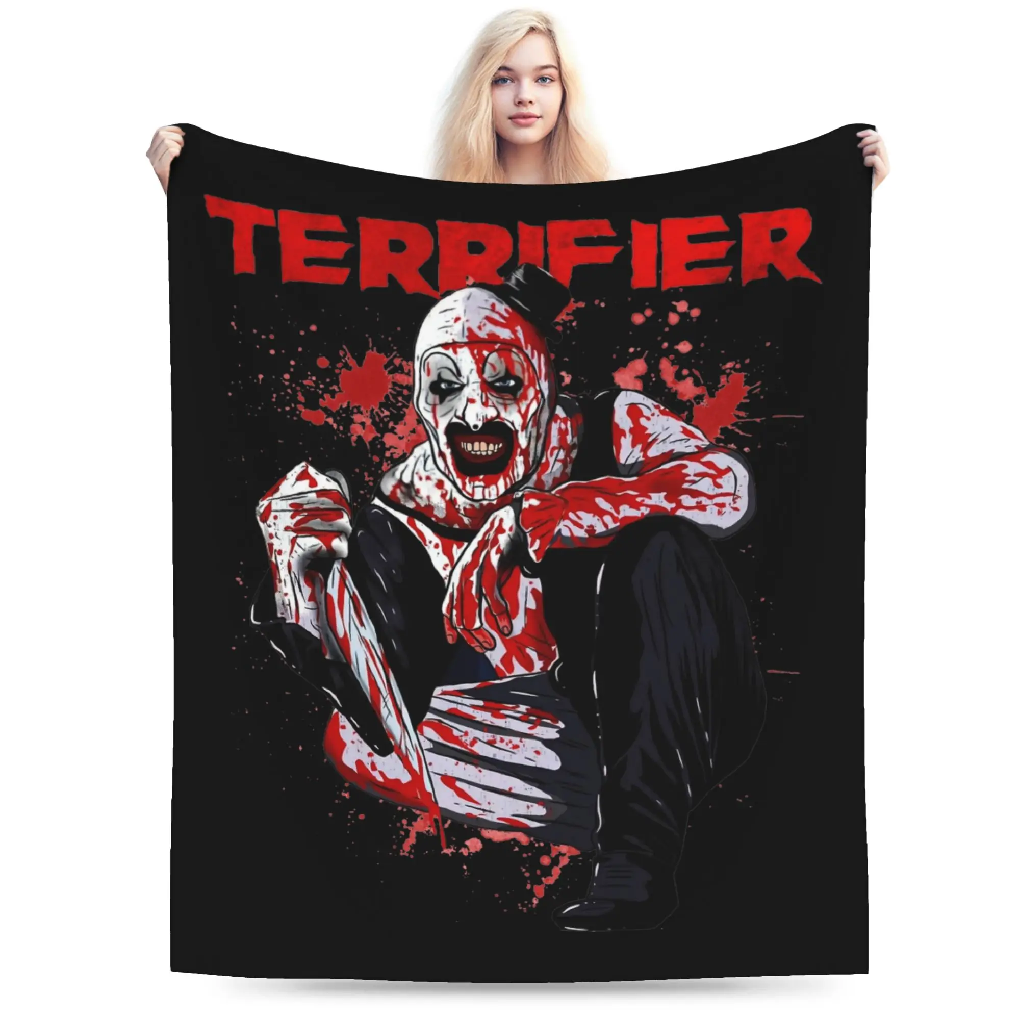 Clown Terrifier Character Blankets Fleece Spring/Autumn  Multi-function Super Warm Throw Blanket for Home Outdoor Rug Piece