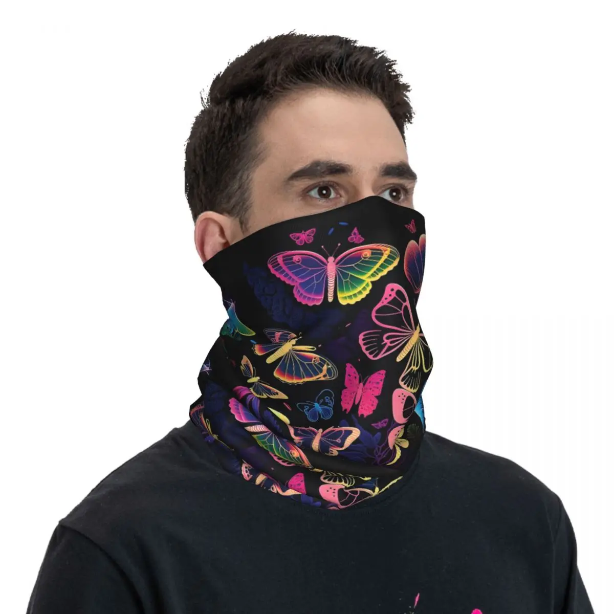 Butterflies Rainbow Color Bandana Neck Cover Wrap Scarf Balaclava Cycling Unisex Adult Breathable