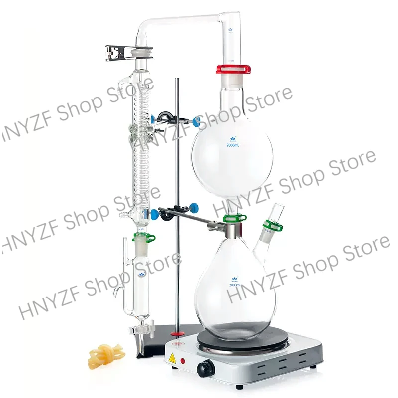 Lab glass Essential Oil Extraction Steam distilling Distillation Equipment apparatus device kits with Graham Condenser