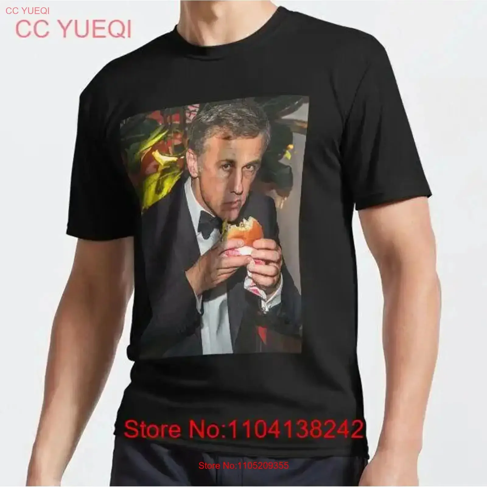 

MOST POPULAR Christopher Waltz Eating Burger Funny Humor Active T Shirt vintage Washed Slightly streetwear Casual homme