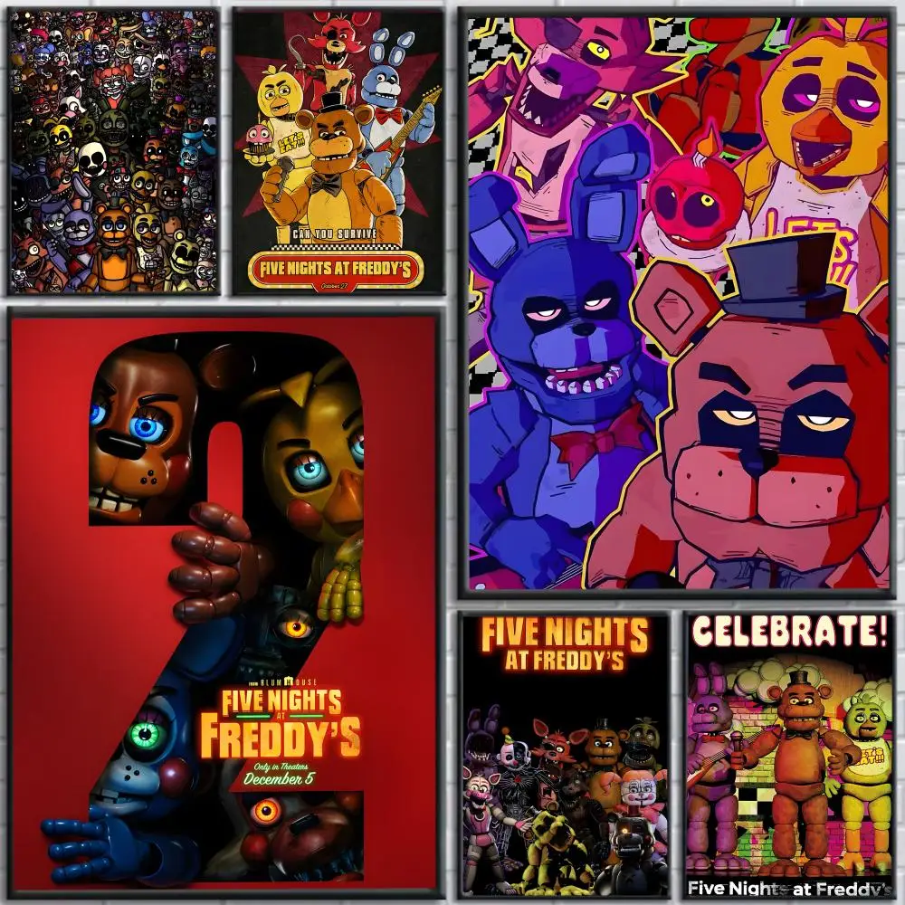 Five N-nights At Freddy's Poster Art Painting Poster With Prints Home Bedroom Living Room Decoration
