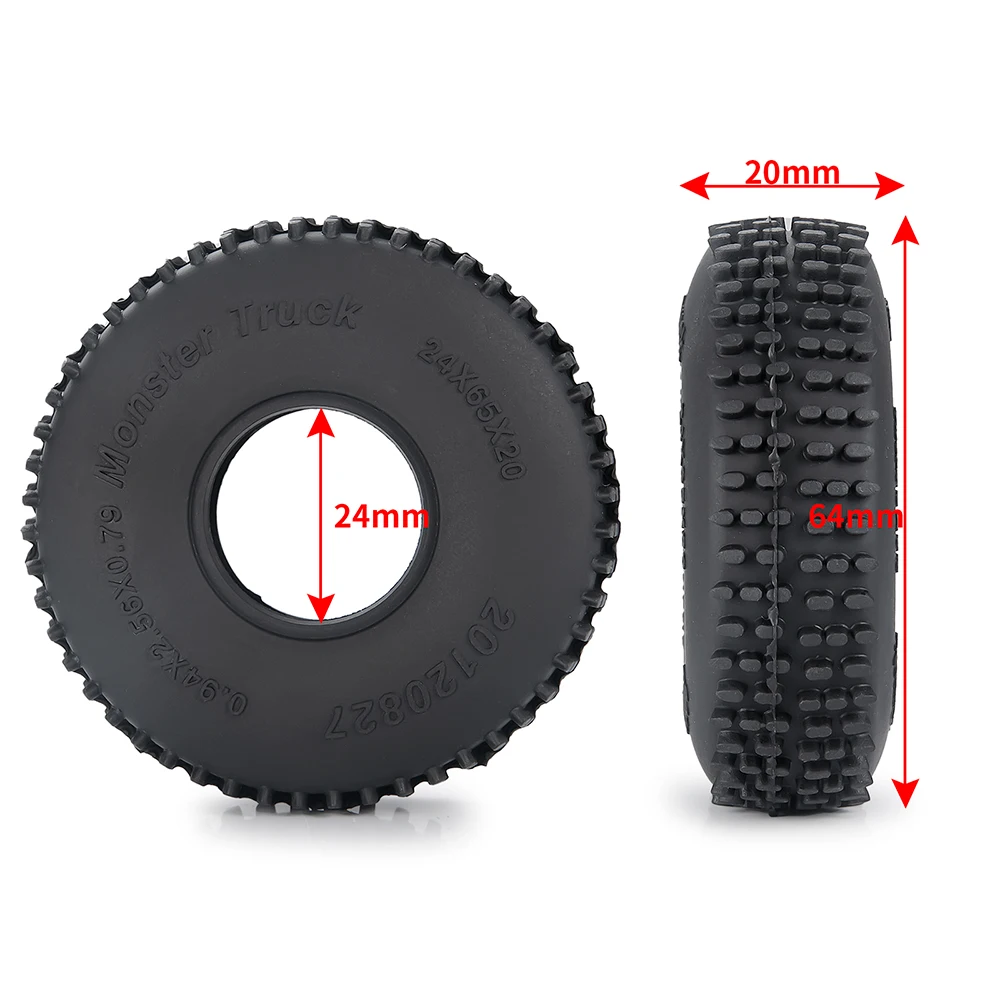 MIBIDAO 4Pcs 64/65mm Soft Rubber Wheel Tires For 1/18 TRX-4M Bronco Defender RC Crawler Car Parts