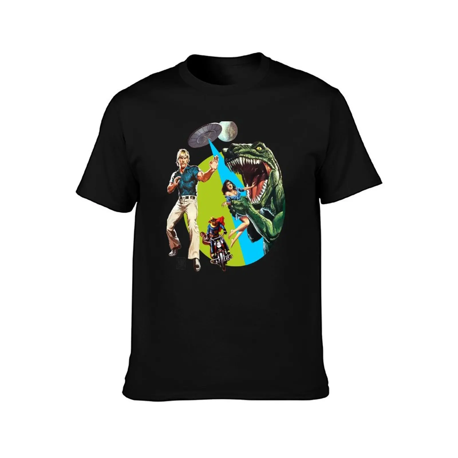 Fury of the Dragon on Dinosaur Planet T-Shirt, Summer Casual Cotton Tee, Oversized Streetwear Tops, Vintage Graphic Print
