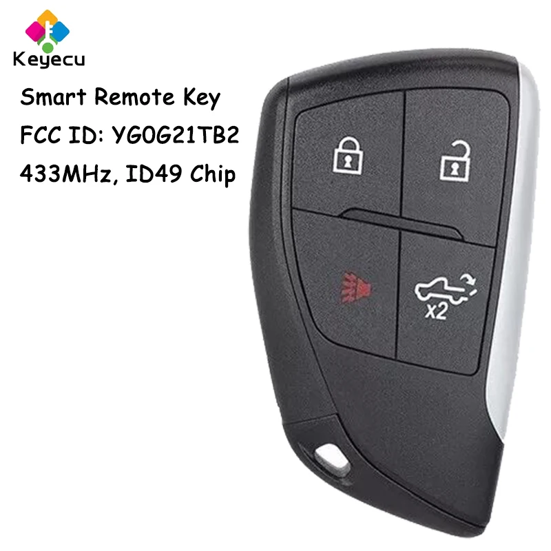 

KEYECU Smart Remote Control Car Key With 4 Buttons 433MHz ID49 Chip for Chevrolet Silverado for GMC Sierra 1500 2022+ YG0G21TB2