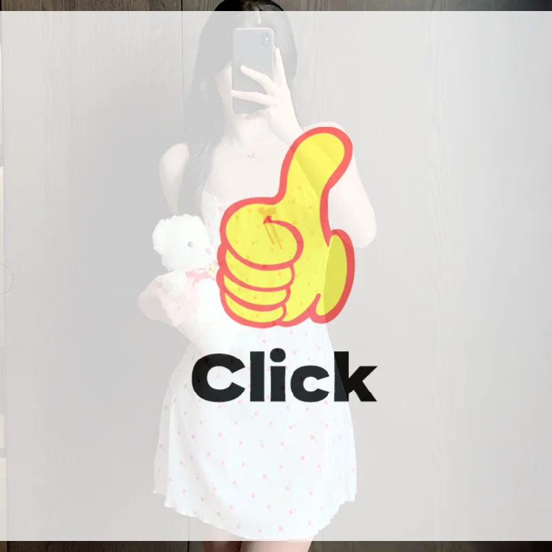 

Lingerie Women Sweet Pure Floral Cherry Bow Polka Dot Print Sling Nightdress